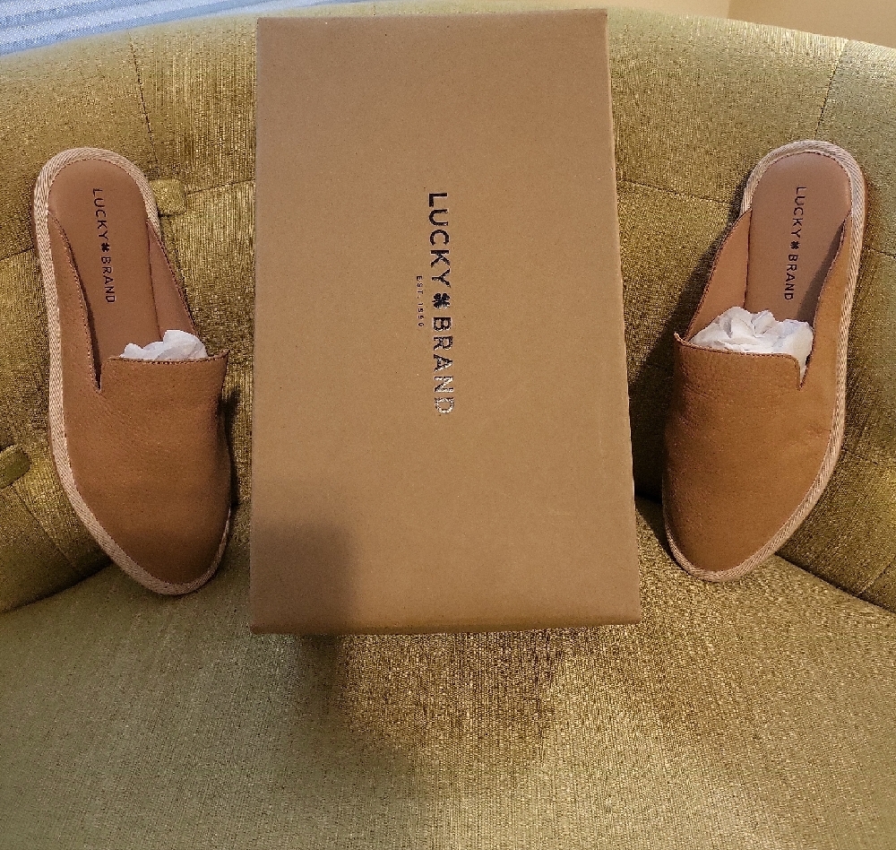 Lucky Brand Tan Suede Mules Slip-On